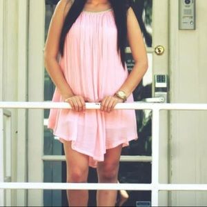 Light pink with gold straps